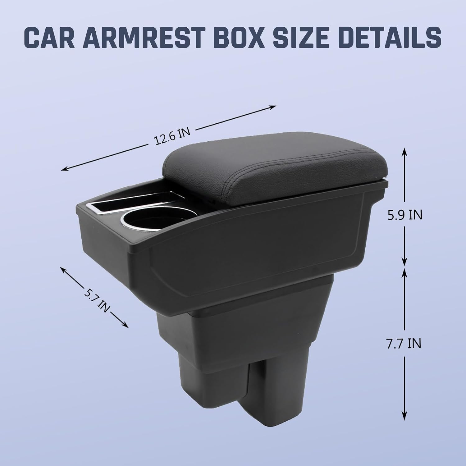 YJYWZH Car Armrest Box for Honda Fit Jazz Hatchback 2009-2013 Accessories Center Console Leather Arm Rest Double-Layer Storage Space with Cup Holder (Black Thread)