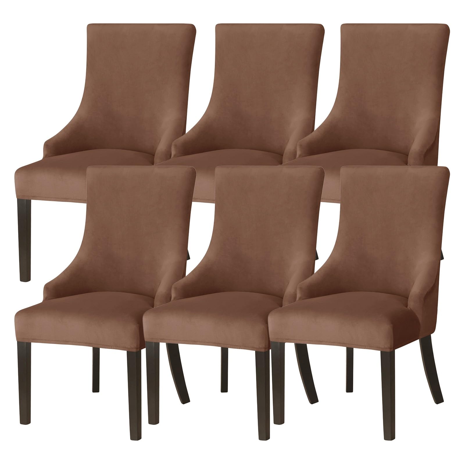 Housse de chaise de salle à manger extensible marron pour sublimer vos tables de banquet et repas