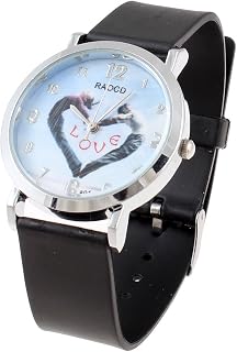 Qtqgoitem Faux Leather Band Silver Tone Number Display Round Quartz Watch for Ladies (Model: 9ef f5d 078 735 33a)
