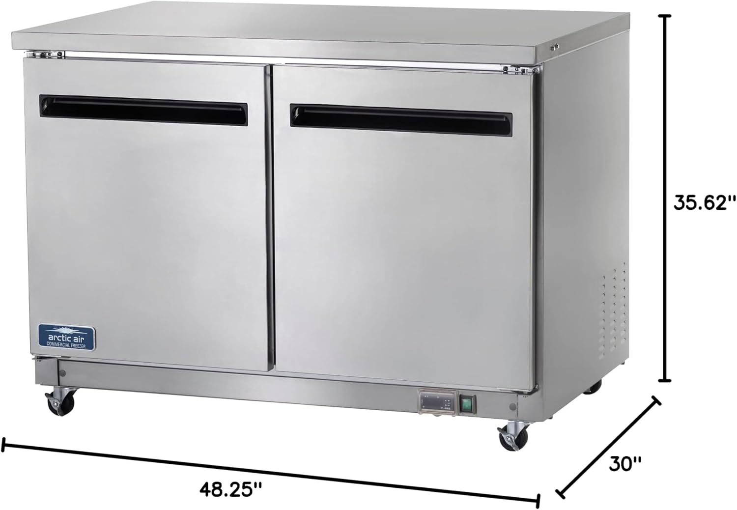 Arctic Air AUC48R 48" Undercounter Worktop Refrigerator - 12 Cubic Feet, 2 Section, 2 Doors, Stainless Steel, 115v