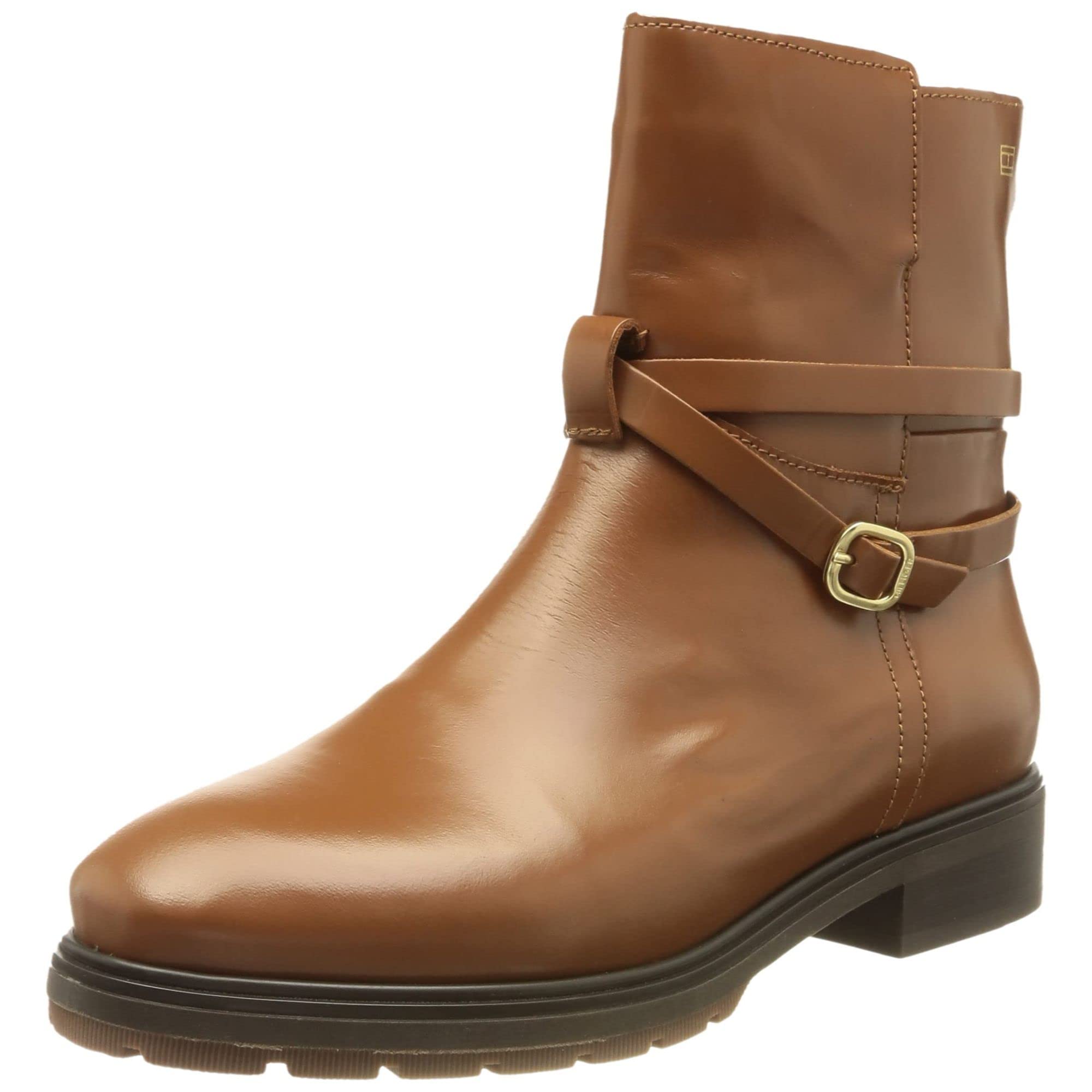 Tommy Hilfiger Women's Leather Belt Low Boot FW0FW06658, Brown (Winter Cognac), 5 UK