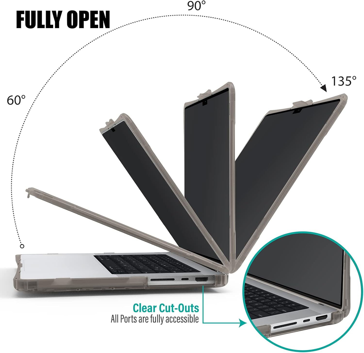 IBENZER Case for MacBook Pro 14 Inch 2026 2025 2024 2023 2022 M5 M4 M3 M2 M1 A3434 A3112 A3185 A3401 A2918 A2992 A2779 A2442 Pro/Max,HeavyDuty ScreenLock ProtectiveCase for Mac Pro 14,Gray,HPE-T14-SRL