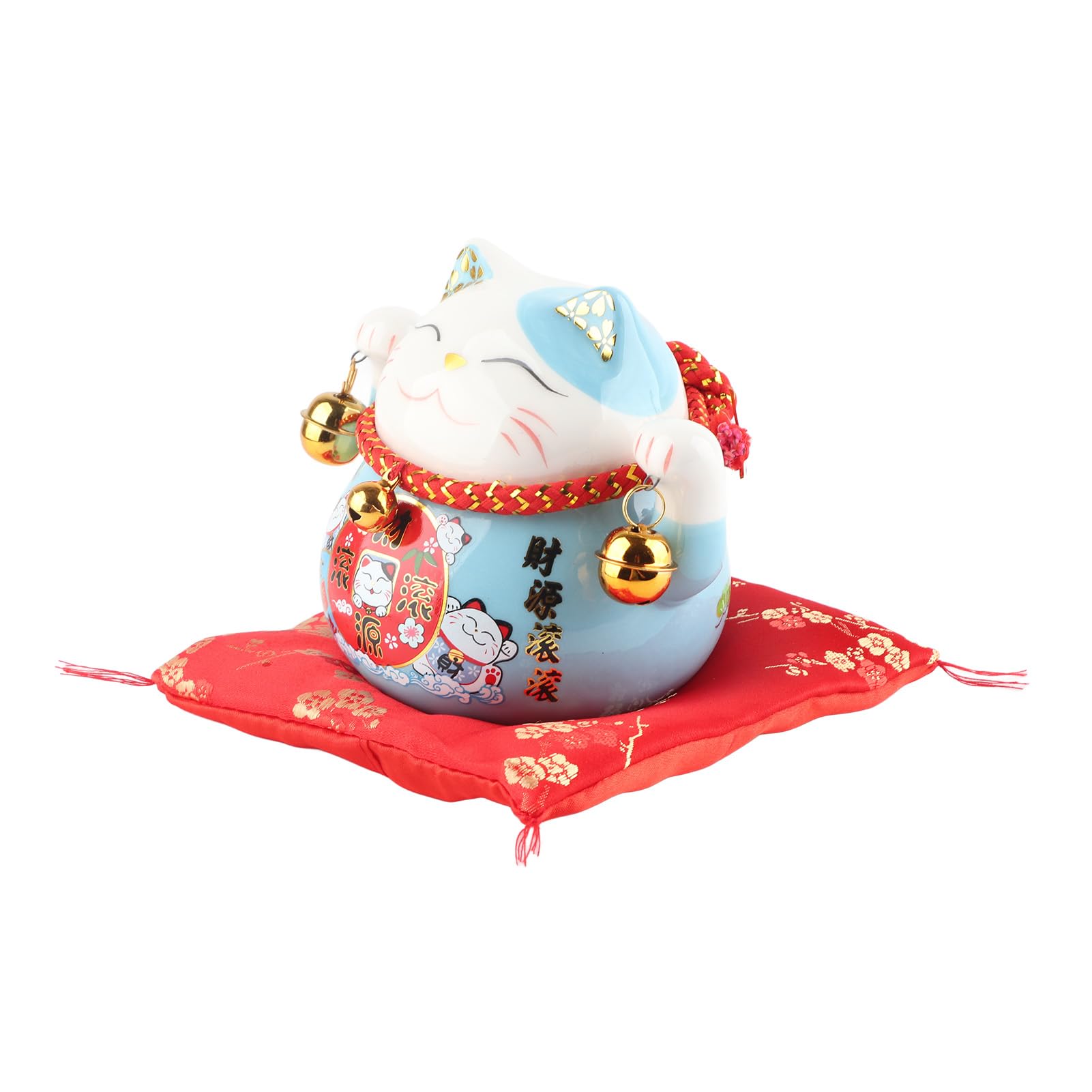 Gatto Maneki Neko, Salvadanaio per Gatti Portafortuna, Salvadanaio in Ceramica da 4,5 Pollici con Campane, Oggetto Kawaii Deco, Lucky Cat Porcellana, Gatto cinese Asia Decorazione, Fortuna(Gatto Blu)