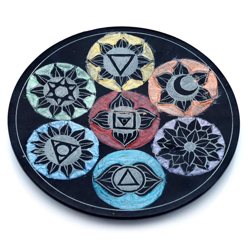 Puckator Soapstone Chakra Incense Burner Dish - Zen Meditation Gifts - Incense Holders For Cones - Spiritual Gifts - Incense Burner - Gifts For Men And Women - Ashcatcher