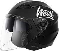 Westt Jet Matt Fekete Motoros Bukósisak Dupla Napellenzővel - ECE Tanúsított - S Méret (55-56 cm) Motorkerékpárhoz és Robogóhoz -  1