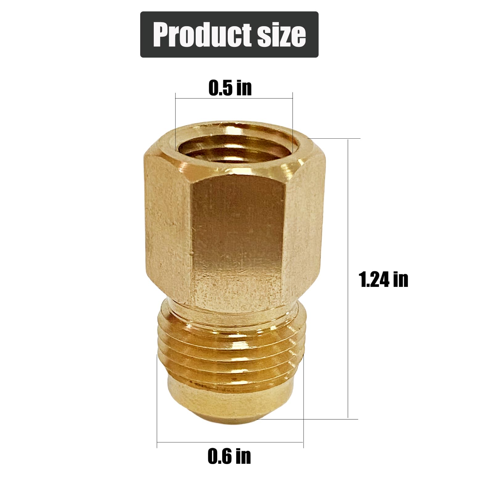 Mosiężna złączka rurowa - 3/20.3 cm męska flara x 1/10.2 cm NPT do żeńskiego reduktor rury propanowej adapter do rury gazu ziemnego złączka do gazu ziemnego