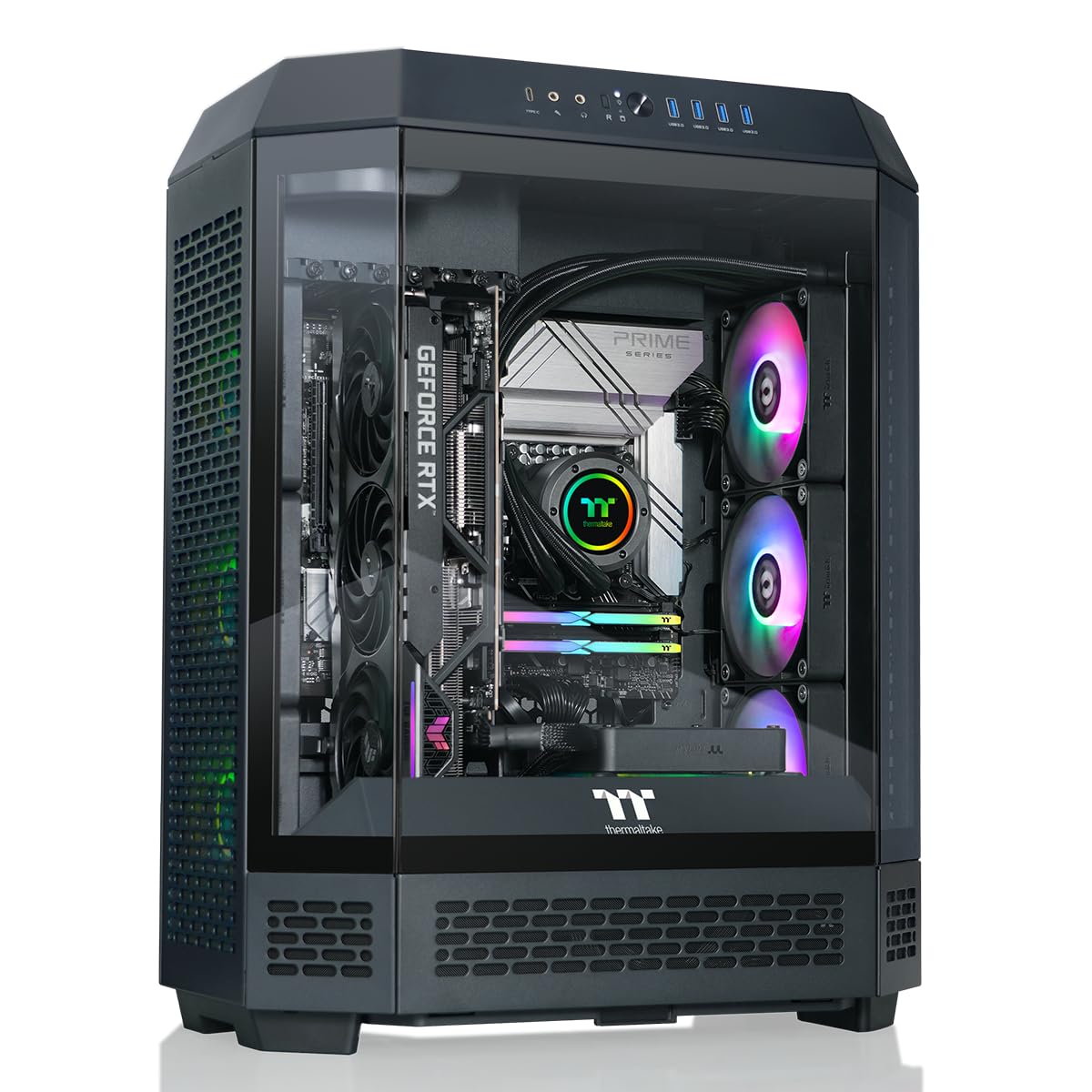 Thermaltake Reactor 9880 Gaming Desktop (AMD Ryzen™ 7 9800X3D, ToughRam 32GB DDR5 6400MT/s RGB Memory, NVIDIA® GeForce RTX™ 5080, 2TB NVMe M.2, WiFi, Windows 11) T6BK-X870-580-LCS
