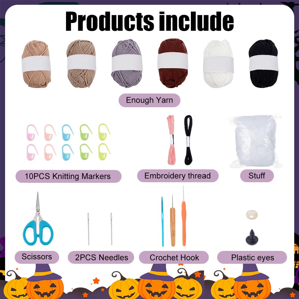 ACRNIGHEET Bat Crochet Kit for Adults & Beginners - Complete Halloween DIY Crochet Kit with Step-by-Step Instructions & Video Tutorials