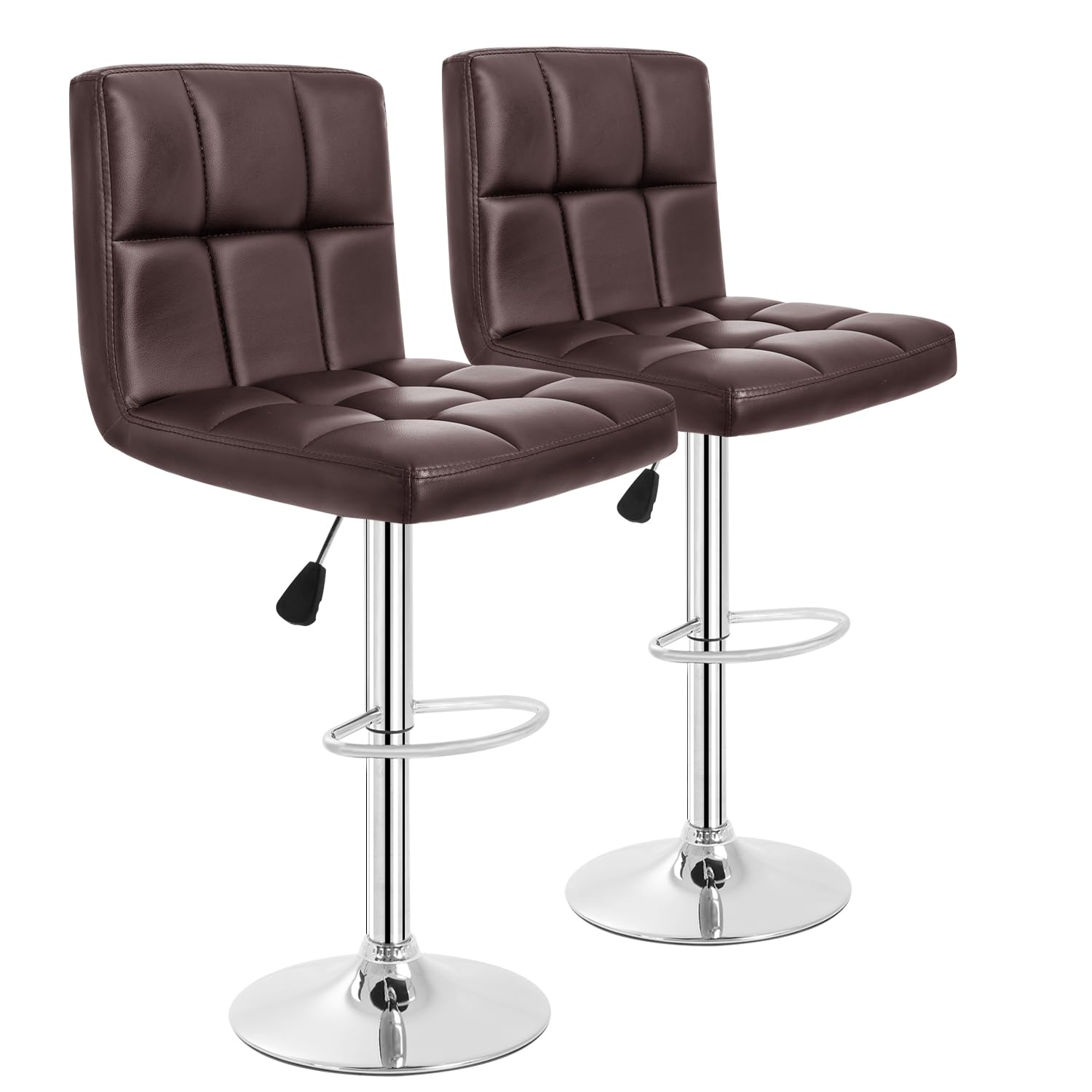 Photo 1 of BestOffice Bar Stools Set of 2, Adjustable PU Leather Swivel Barstools, Modern Counter Stools with Back and Footrest, Counter Height Barstools for Bar, Kitchen and Dining Room