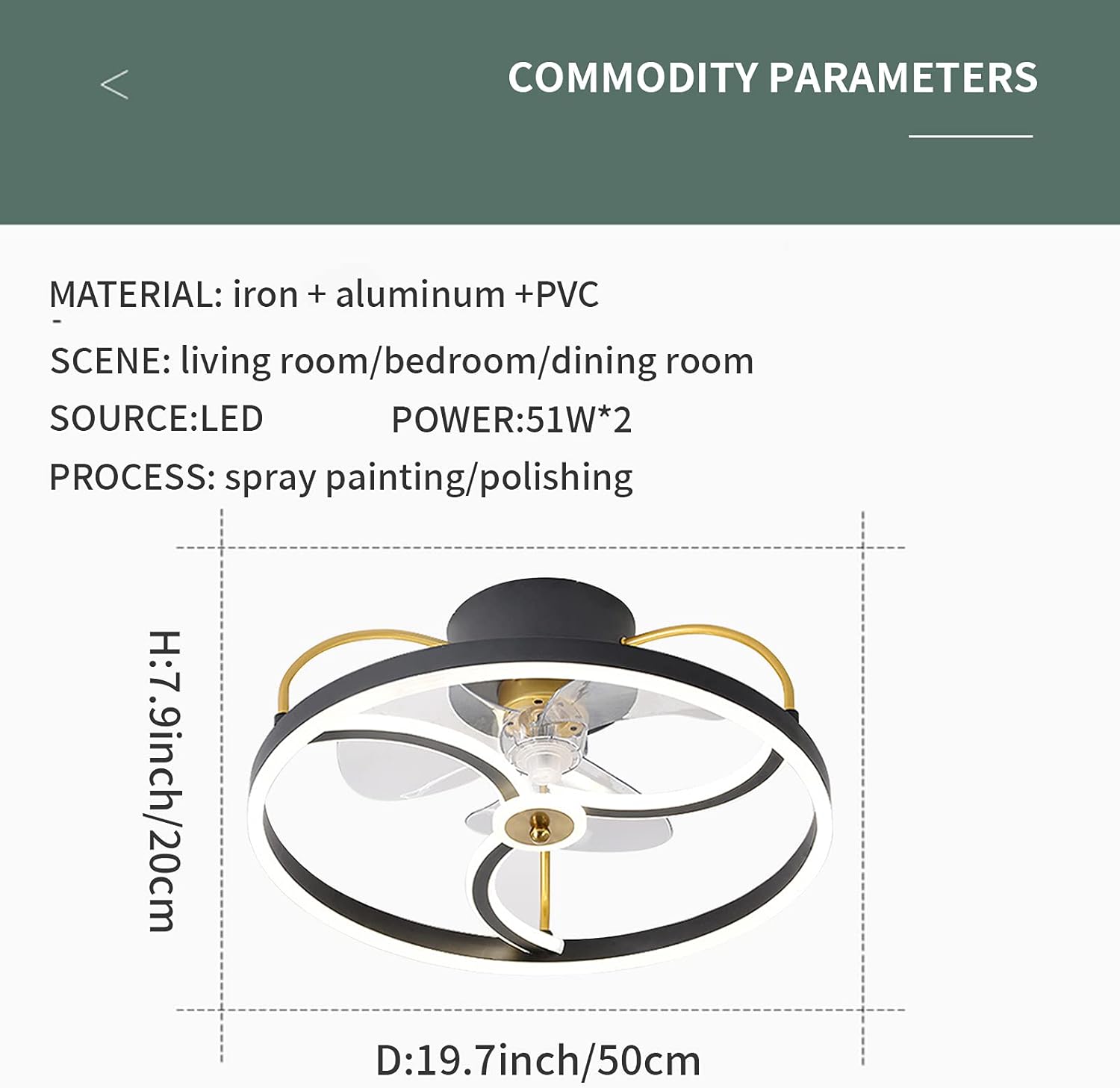REYDELUZ Ceiling Fan with Lights,19.7In 51W,Remote Control 3 color temperatures,3 Gear Wind Speed fan light,Round Ceiling Lights with Fan for Bedroom,Living Room and Dining Room (Style-A) : Tools & Home Improvement