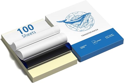 Gloryang Tattoo Transfer Paper - 100 Sheets A4 Size, Thermal Transfer Paper for Tattoo Stencils Printer, Precise & Smooth, Perfect for Professional Artists and DIY Tattoo Design