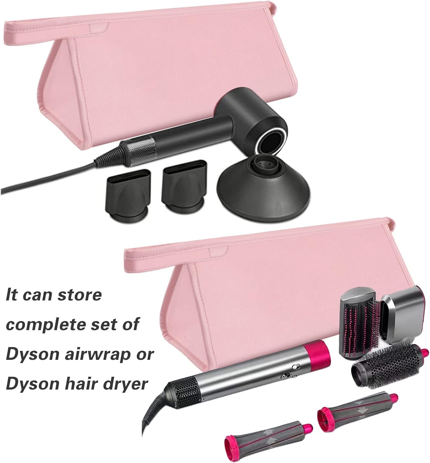 Dizdvizd Dubbellaagse reisdraagtas, compatibel met Dyson/Shark Flexstyle/Airwrap Styler Opbergtas, haardroger/Hot Air Styler Organizer Tas, Donkerblauw
