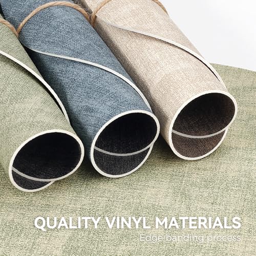 Image of 13 inch Round Placemats Set of 4, NCUE Dual-Sided Faux Leather Heat Resistant Table Mats, Waterproof Oilproof Washable Protective Table Placemats with Coaster, Wipeable Vinyl for Indoor & Outdoor Use