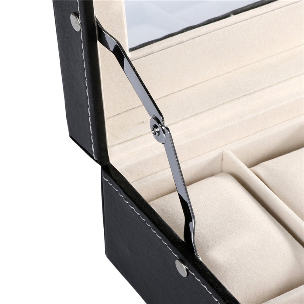 COFANETTO PORTA OROLOGI 24 POSTI IN SIMILPELLE COPERCHIO IN VETRO 43x28x9,5CM