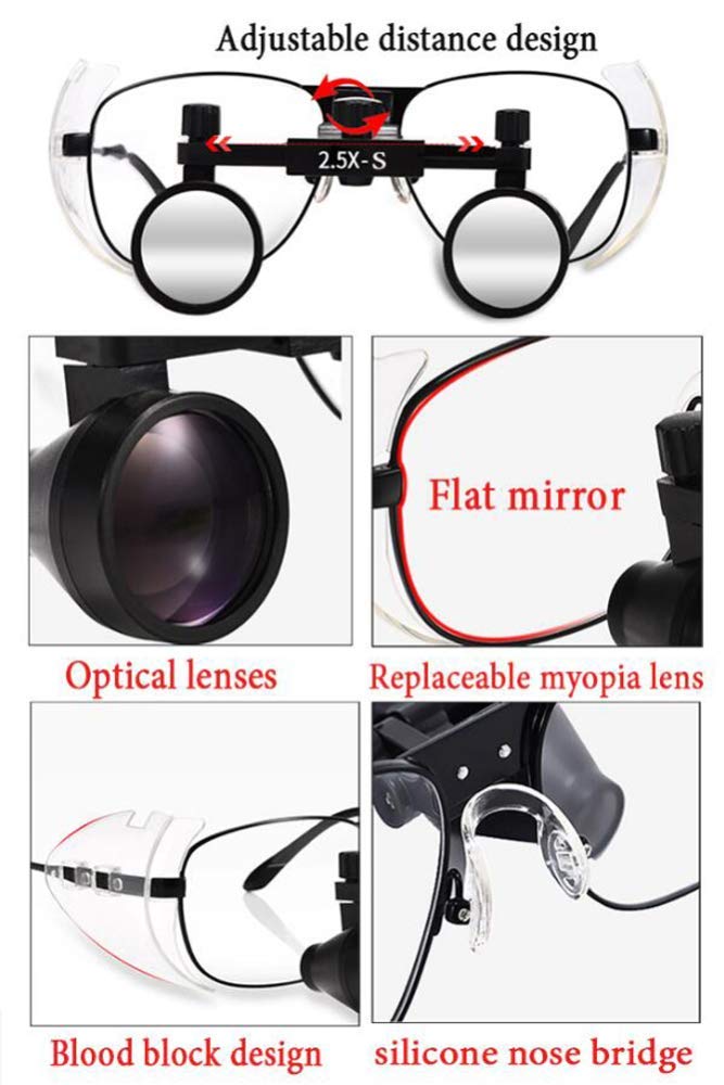 Lupas, Lupas De Aumento, Lupas con Luz Montadas En La Cabeza, Lupa Binocular De Aumento De 2.5X / 3.5X, para Lectura, Lupa para Joyería