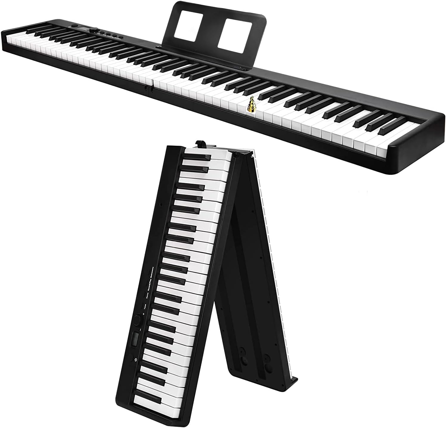 mione Portable Foldable 88-Key Semi-Weighted Touch-Sensitive Digital Piano with Bluetooth, Dual Stereo Speakers, Split Function