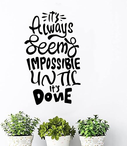 Miniatura 2 de Calcomanía de pared con versículo de la Biblia cita motivacional vinilo que siempre parece imposible hasta lo que está hecho calcomanía de vinilo