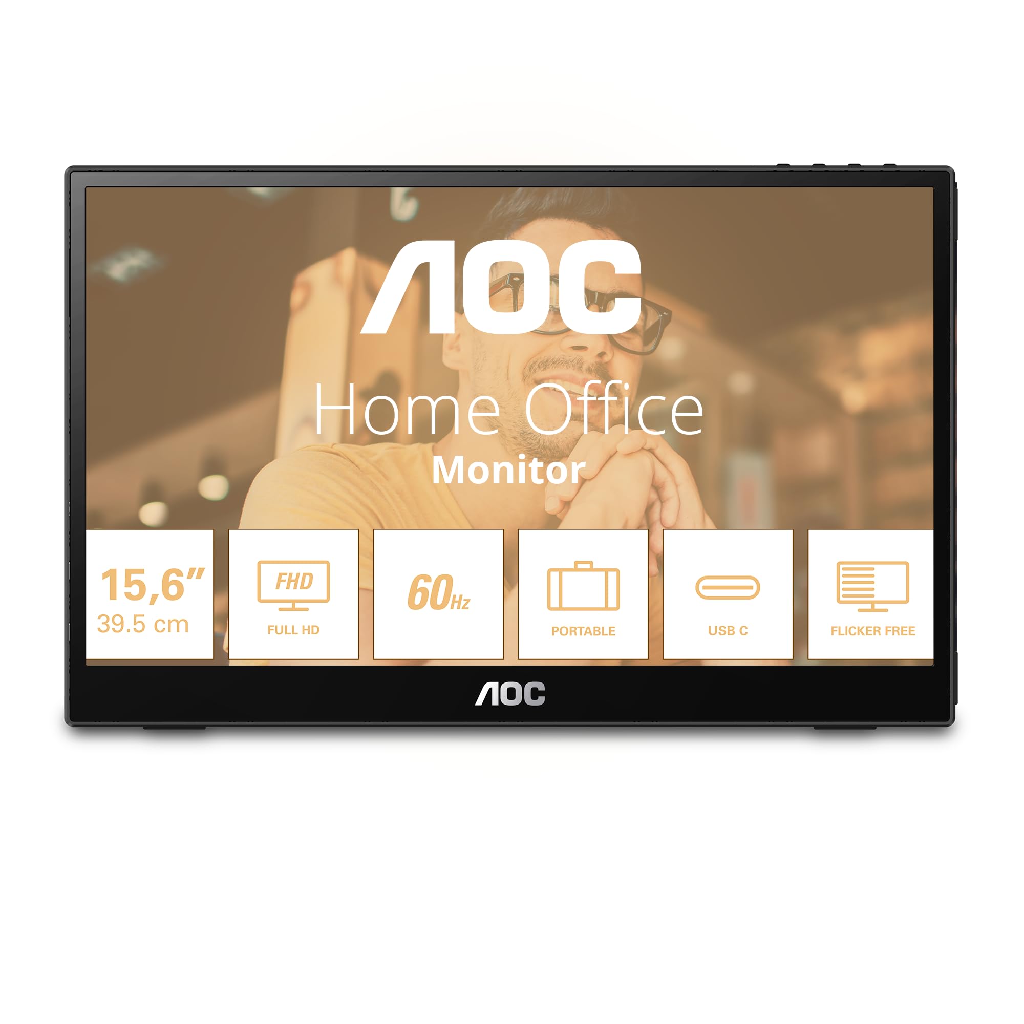 AOC 16T3EA - Monitor portatile da 16 pollici 1920x1080, porta USB-C, supporto multi-angolo nero-grigio, DP alt, USB C FHD