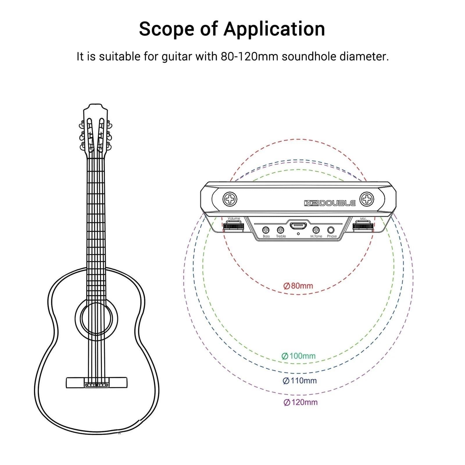 X0 Pickup Per Chitarra Preamplificatore Pickup Per Buca Sonora Con Controllo Del Volume E Del Tono Accessori Per Strumenti Musicali Per Chitarra Acustica(Red)