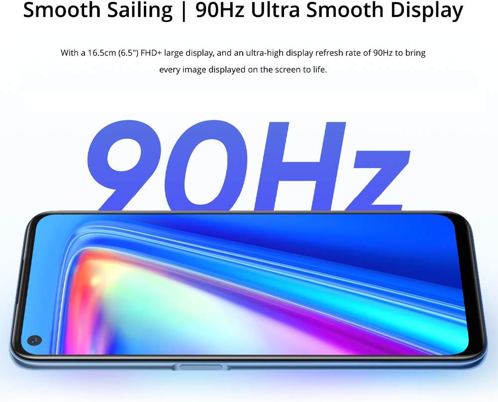 Realme 7 Mist Blue, 6+64GB, NFC, 6.5” FHD+ Full Screen Display, 48MP Quad Camera, 5000mAh Battery with 30W Dart Charge, Sim Free Smartphone, Dual Sim, UK Plug.