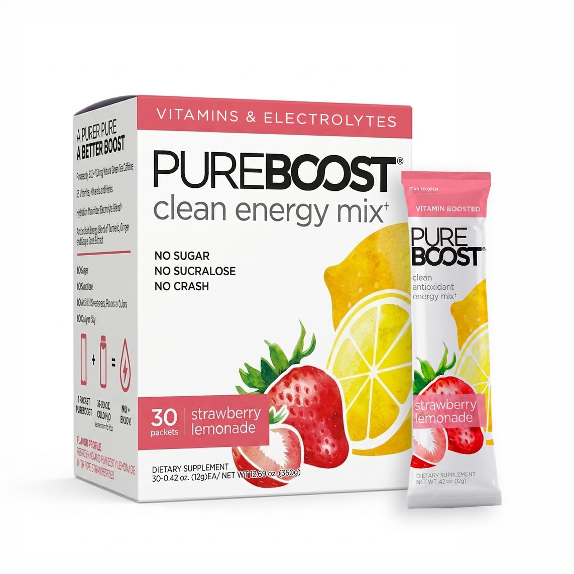 Amazon.com : Pureboost Sugar-Free Clean Energy Booster, Strawberry