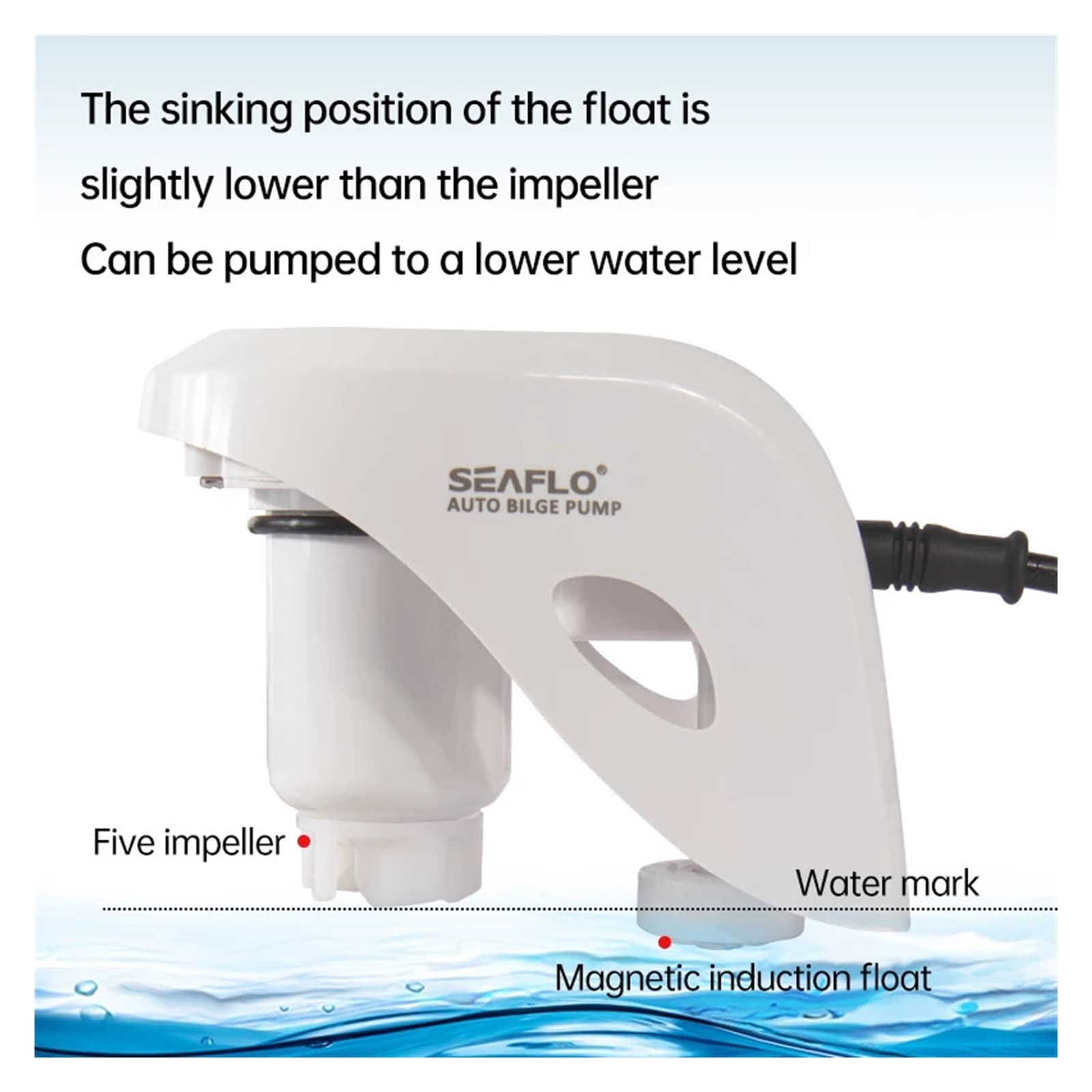 Mini Bomba pequeña Bomba de sentina automática for Barcos de 12V y 750GPH, Sumergible con Interruptor de Flotador, Bomba de Agua eléctrica, Bomba de Escape de Agua pequeña