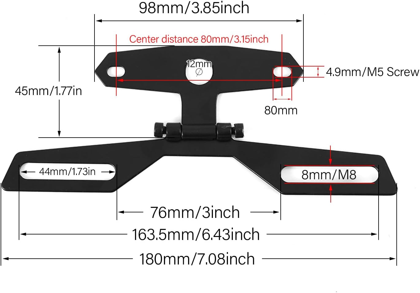 Flip Plate Folding License Tail Light Holder, Metric Motorcycle License Bracket Mount for ATV