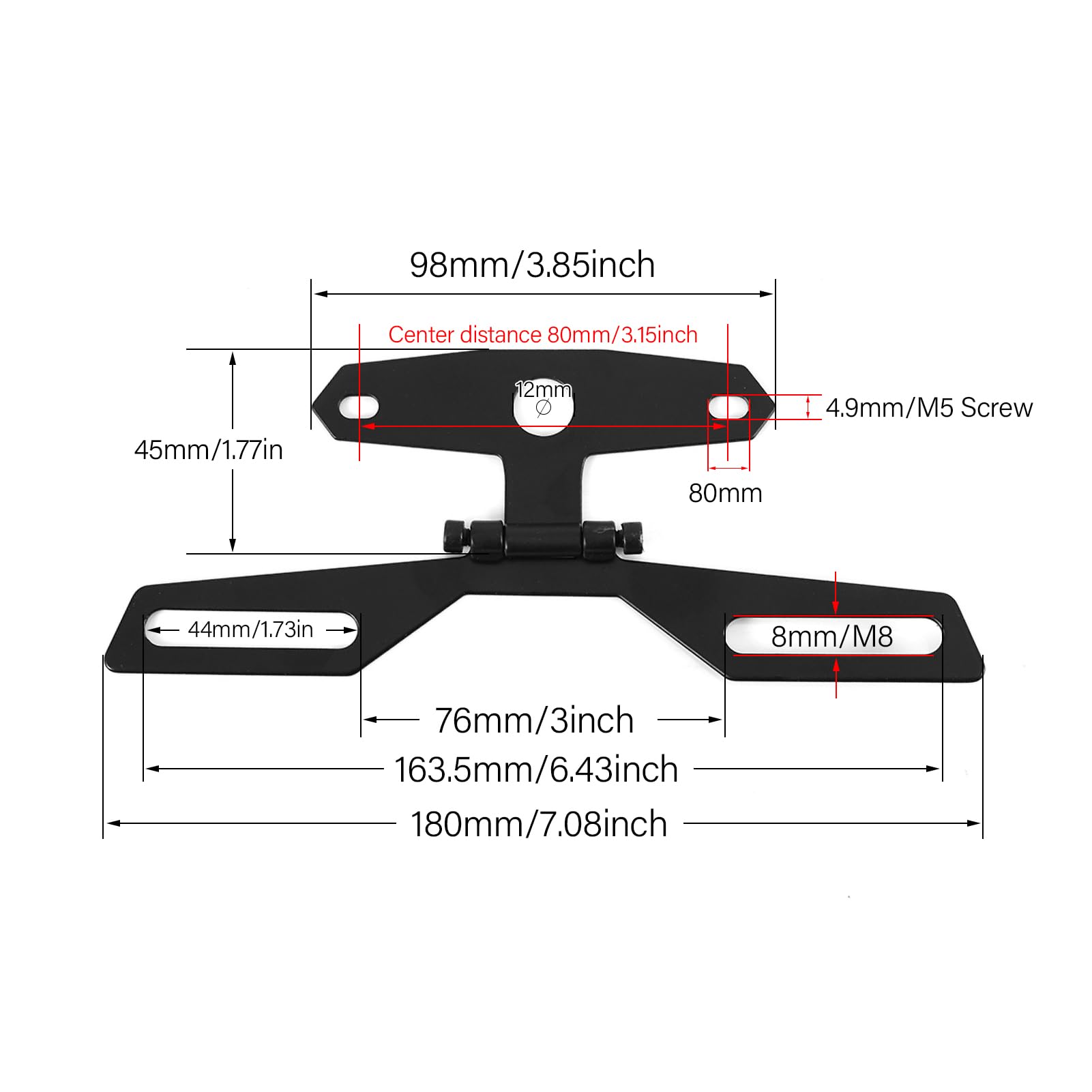 Support Pliable Moto Pour Plaque D'Immatriculation Et Feu Arrière – Aluminium Robuste, Réglable Et Universel