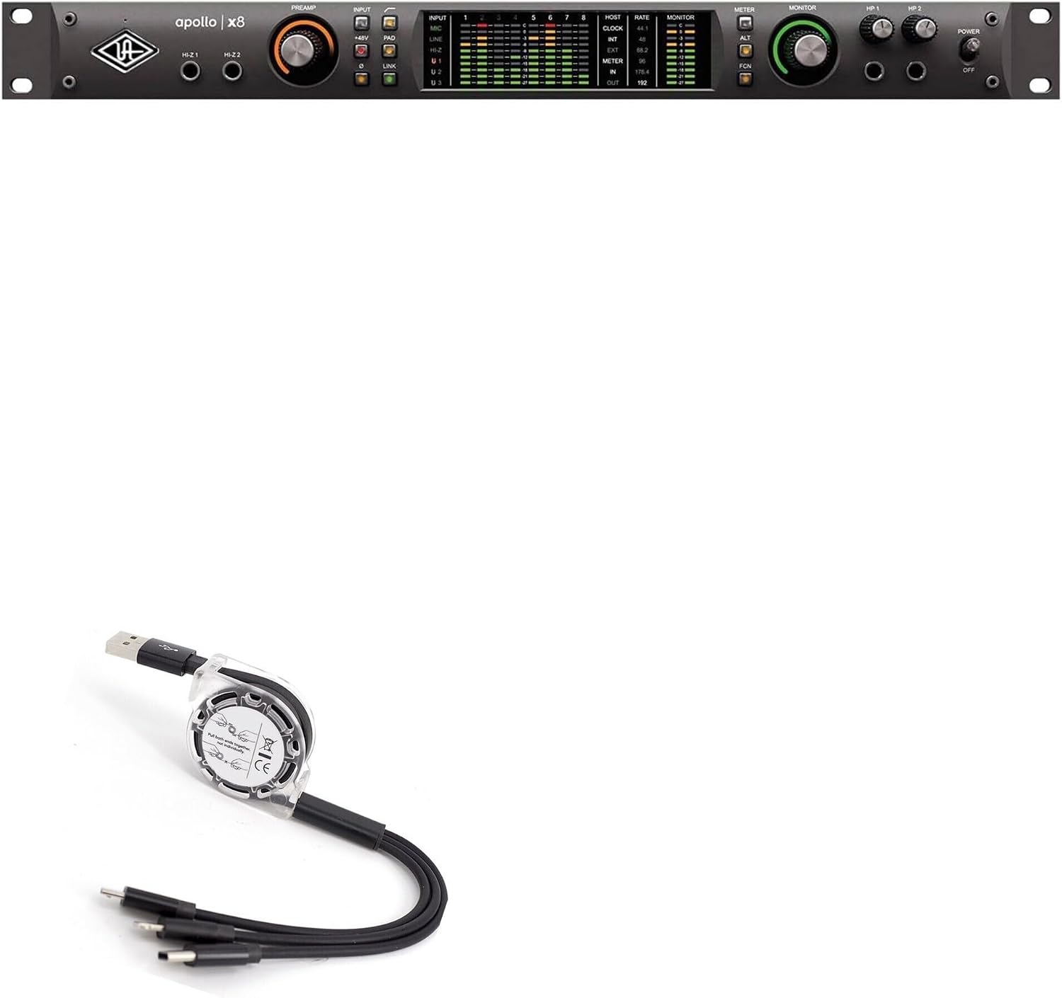 BoxWave Cable Compatible with Universal Audio x8 - AllCharge miniSync, Retractable, Portable USB Cable - Jet Black