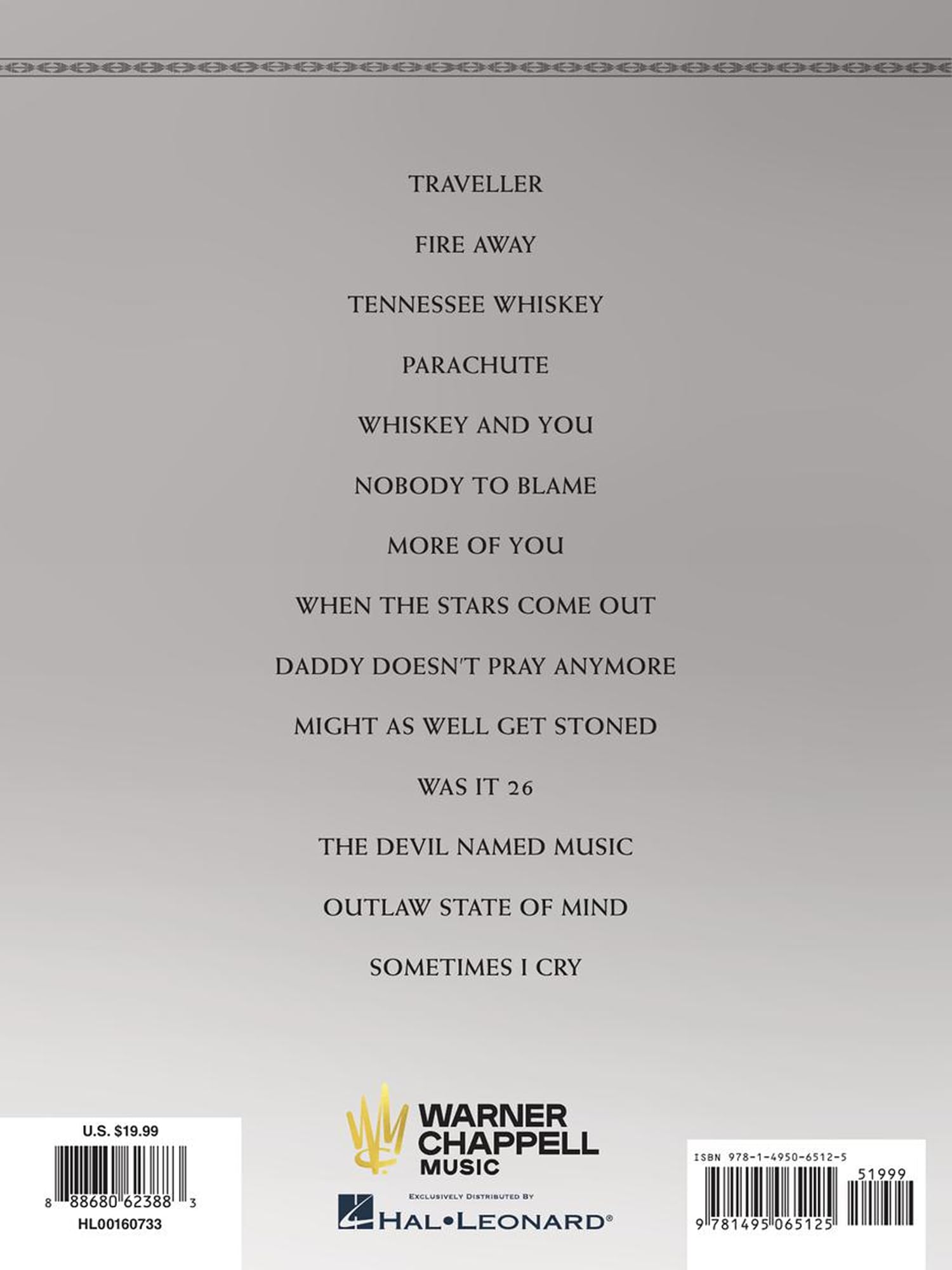 Chris Stapleton Traveller: Piano - Vocal - Guitar