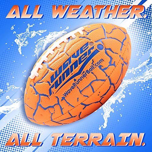 Wave Runner Grip It Waterproof Football- Size 9.25 Inches With Sure-Grip Technology | Let's Play Football In The Water! Extreme Metallic Series (Orange/Blue) #TOP2