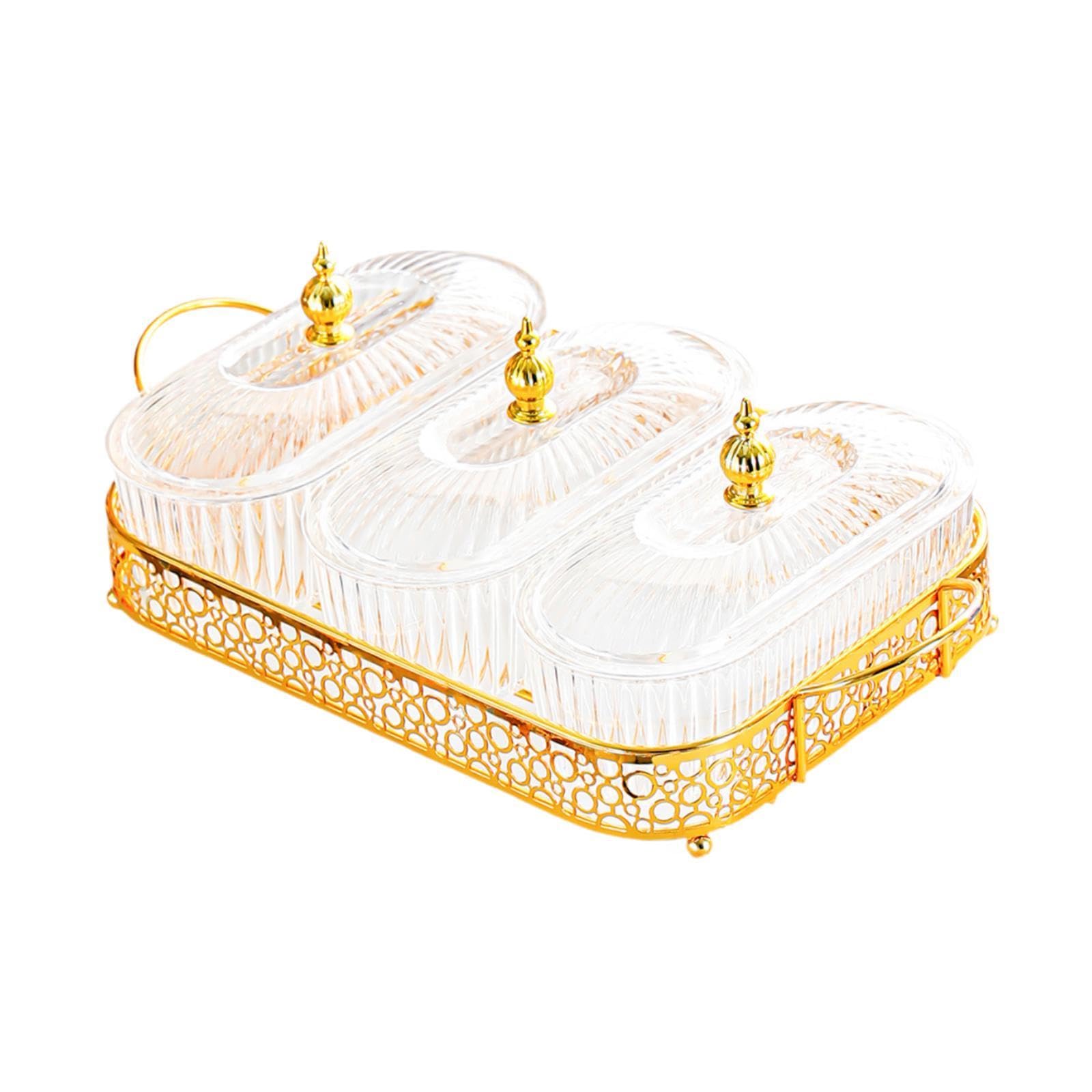 Plateau à Condiments avec Compartiments et Couvercle Amovible. Structure Légère et Raffinée En PP. Idéal pour La Salle à Manger, La Cuisine et Les Réu, Clair, 3 Grille