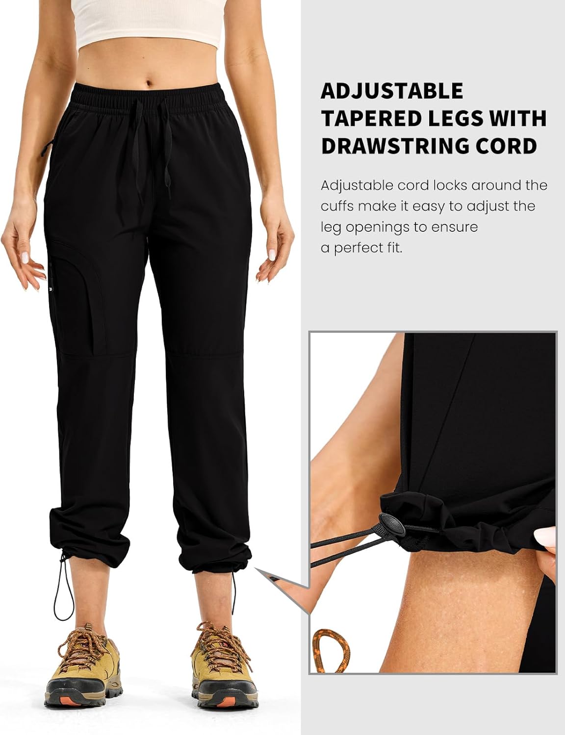 Rdruko Women's Hiking Pants Lightweight Quick Dry Water Resistant Cargo Outdoor Travel Pants Elastic Waist - Image 4