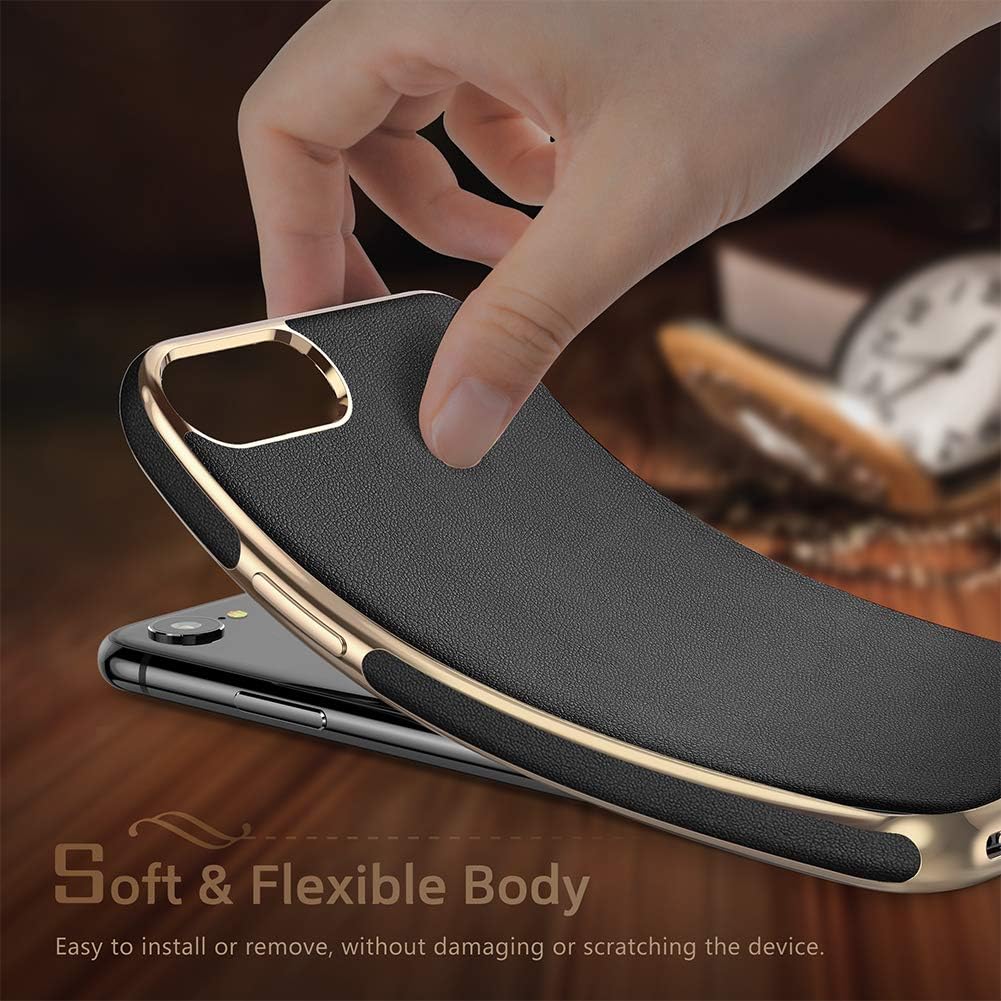 LOHASIC for iPhone SE Case, for iPhone 8 Case Luxury PU Leather Business Premium Classic Cover Non Slip Soft Grip Flexible Shockproof Cases Compatible with iPhone SE (2020) - Black