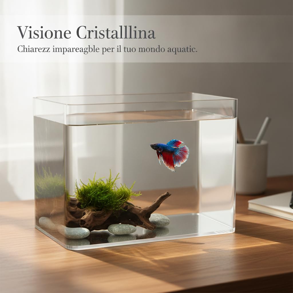 Aquarium Bureau Acrylique Incassable, 40cm x 22cm x 22cm | Conception robuste, Aquarium décoratif, Pour vitrine d'exposition, Pour aquariophiles