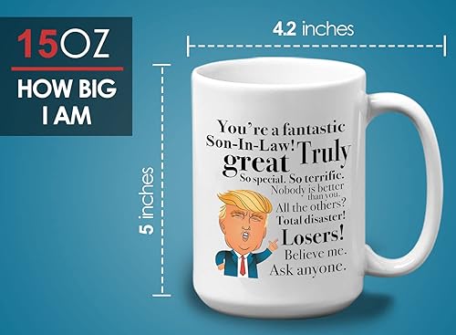 Miniatura 6 de Taza de café de 15 onzas, color blanco, divertidas tazas de Trump para cumpleaños, aniversario, San Valentín, ocasiones especiales, presidente