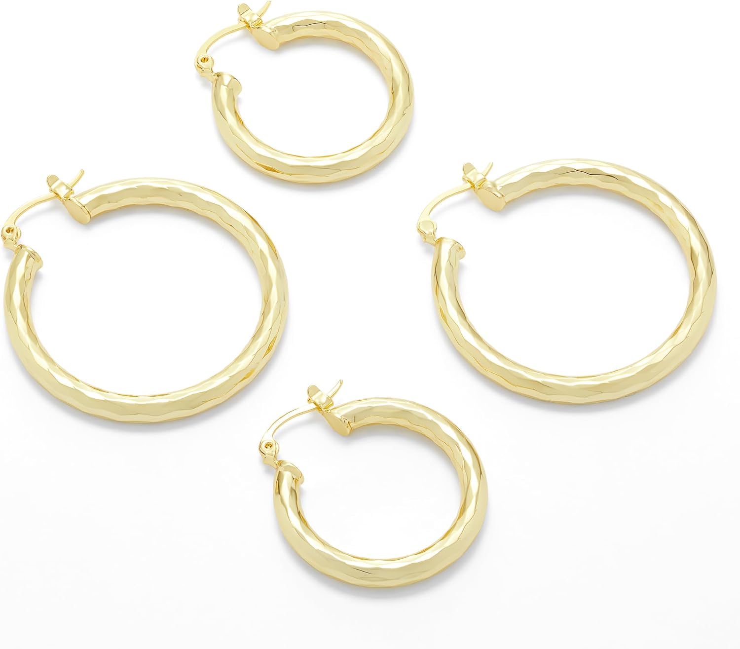Amazon Essentials Gold Plated and Silver Plated Textured Hoop Sets - Image 3