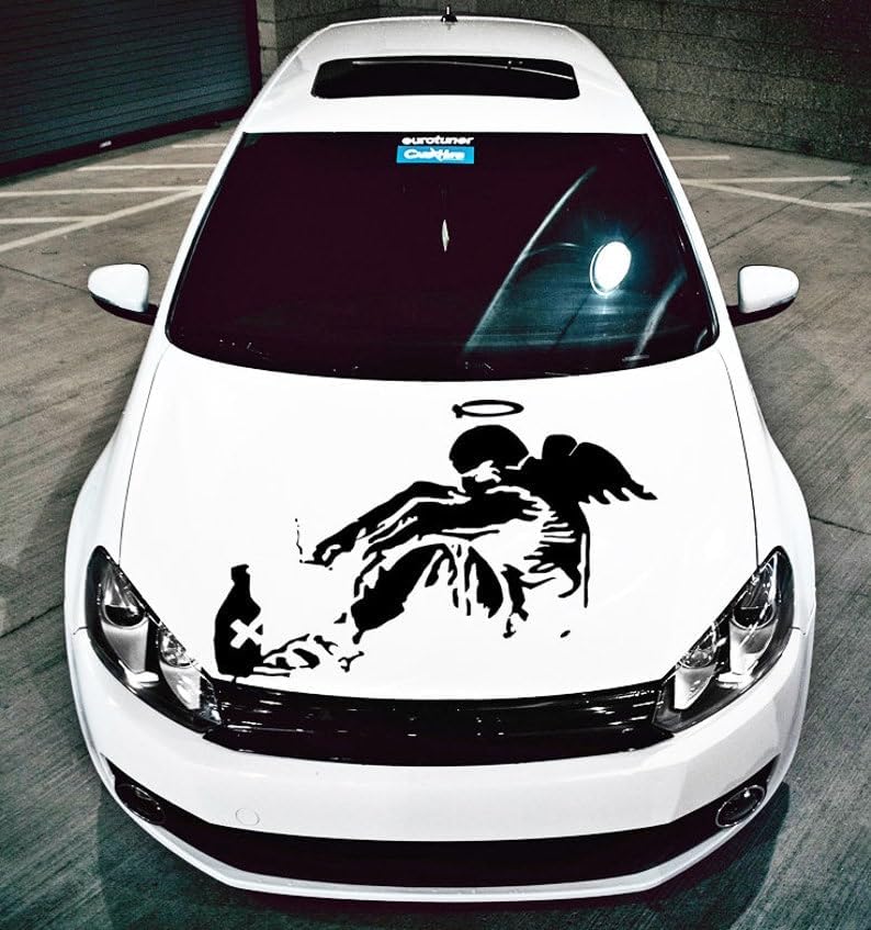 Banksy Fallen Angel Wall Decal - Street Art Graffiti Decor - Vinyl Sticker - Unique Modern Wall Art Mural 39 x 32 inches