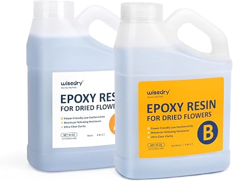 wisedry 64OZ Crystal Clear Epoxy Resin for Floral Preservation, Self-Leveling, Fast Curing Heat Resistant for Casting Coating Art DIY Craft, 11 Mix 32OZ Resin and 32OZ Hardener