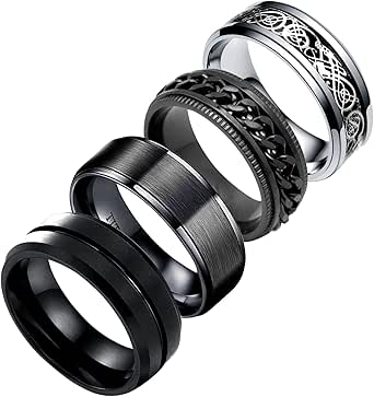 Bague Homme Acier Inoxydable – Taille 70 – Gris – Neuve Avec étiquettes