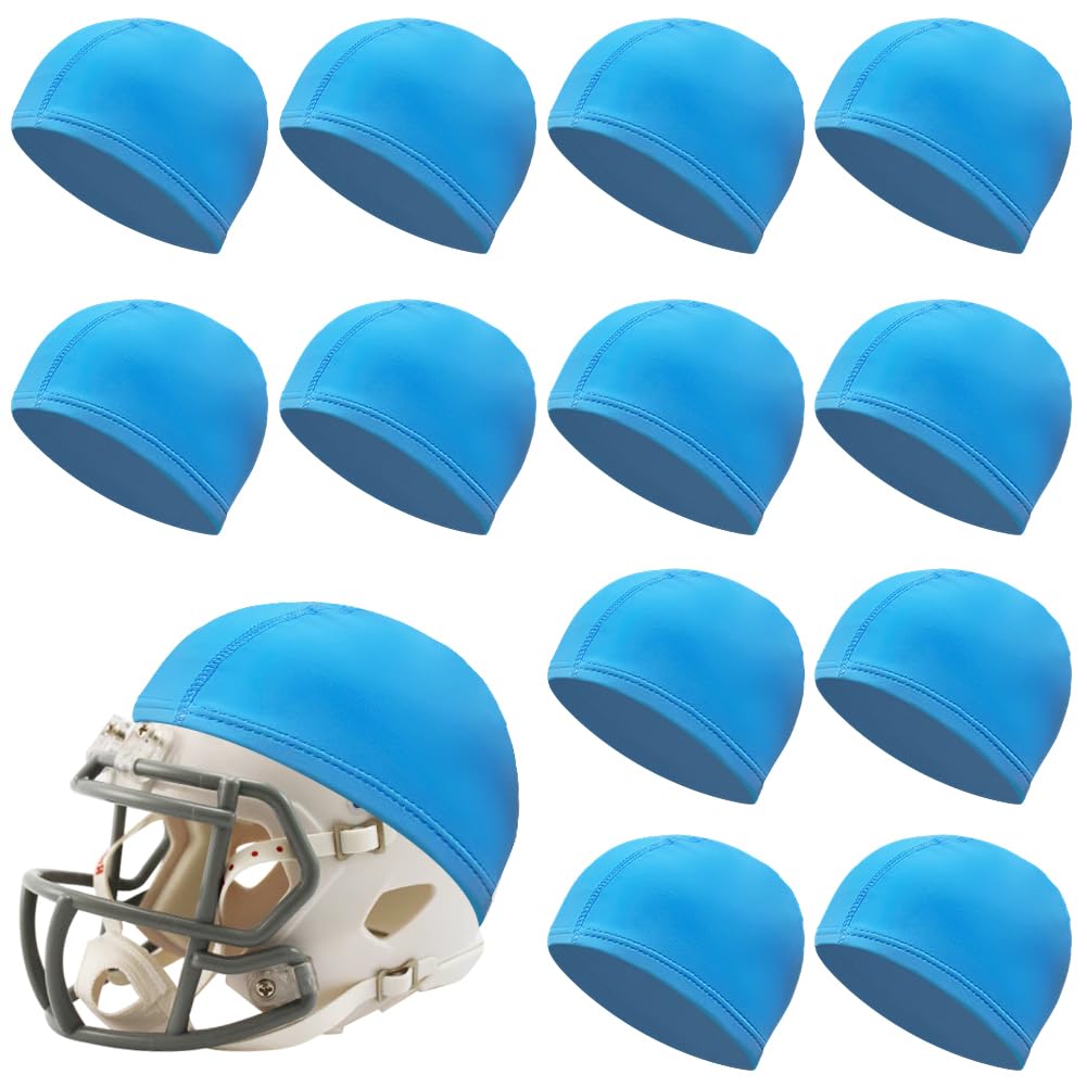 CREATCABIN 12Pcs Football Helmet Covers Scrimmage Helmet Cap for Adult Football Practice Hockey Soccer Lacrosse Stretchable Training Accessories Practice Competition Men Women 15.75×5.91 Inch Blue