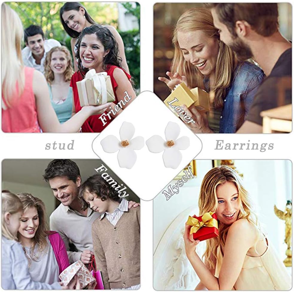 Boho Stud Earrings for Women - Chic Flower Statement Earrings with Gold Flower Bud, Great for Sister, Mom, Lover and Friends - Image 5