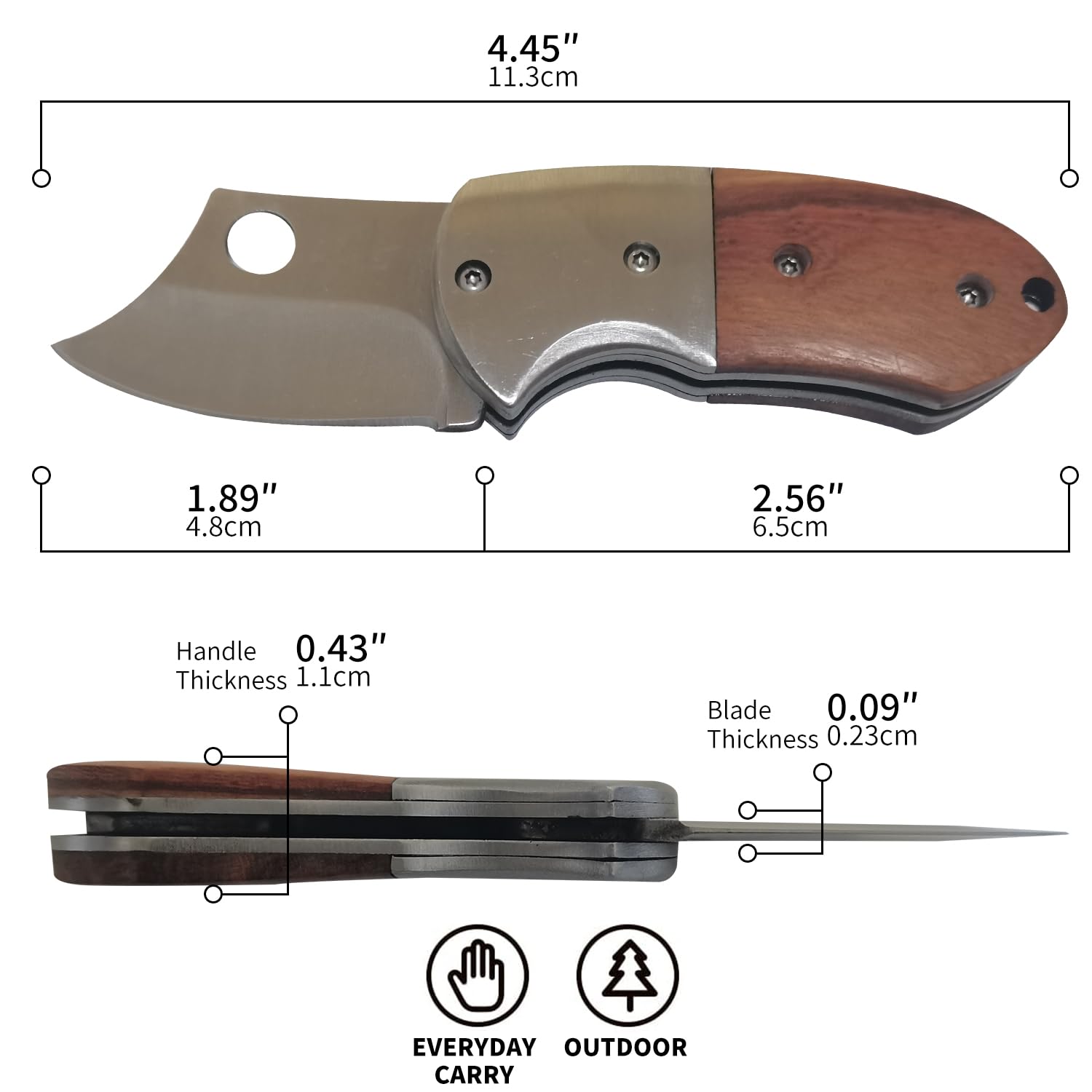 Coltello tascabile multiuso piccolo, coltello pieghevole EDC con lama affilata da 1,89 pollici per campeggio, escursionismo, caccia e fai da te.