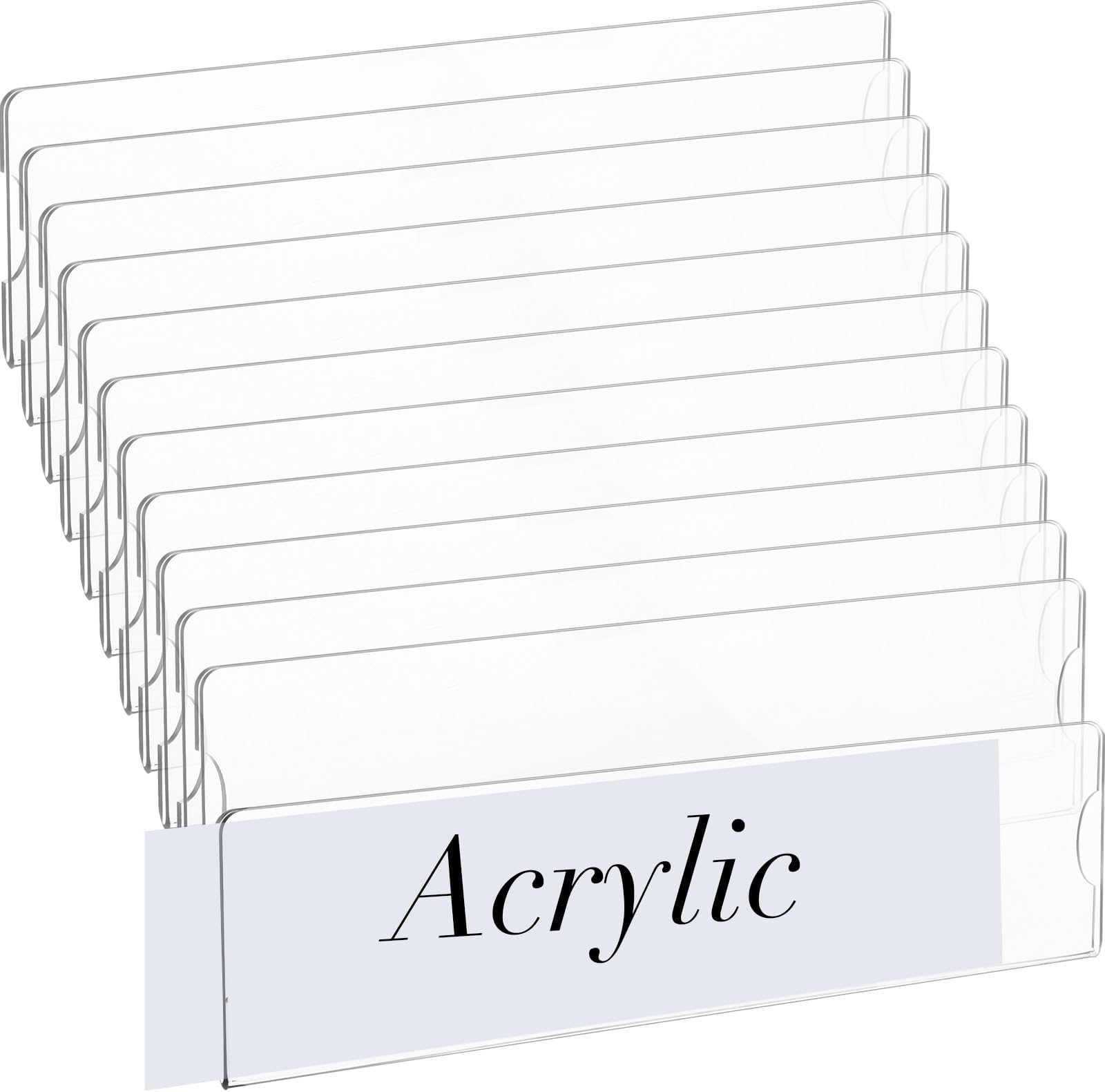 Yulejo 15 Sets Acrylic Name Plate Holder 8'' x 2'' Clear Acrylic Plastic Sign Frame with Adhesive Tape Horizontal Wall Name Plates for Door Office Nameplate Display Trays for Office Home
