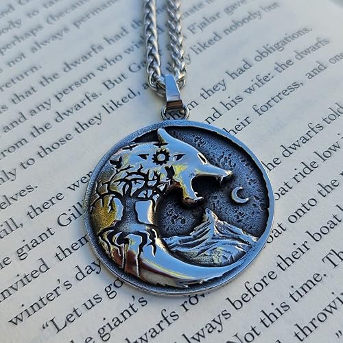 Miniatura 2 de Fenrir - Collar vikingo, de acero inoxidable, nórdico, asatru, celtas, colgante de metal vikingo, collar Fenrir, collar vikingo para hombre, Acero