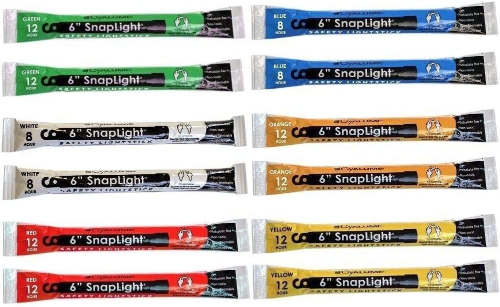 Cyalume 9-00741 Snap Light Stick, 6", Red/White/Blue/Green/Yellow/Orange (Pack of 12) : Clothing, Shoes & Jewelry