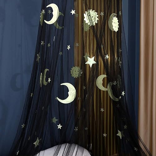 Miniatura 5 de OctoRose Cortina colgante con diseño de estrella blanca que brilla en la oscuridad, se adapta a la cuna a Calking. 23 pulgadas de diámetro en la