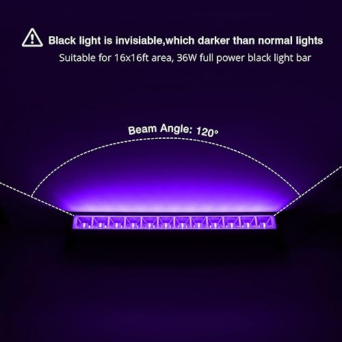 Miniatura 2 de OPPSK Barra de luz negra LED negra de 36 W, barra de luces negras UV que brilla en la oscuridad, luz de 16 x 16 pies para iluminación de escenario,