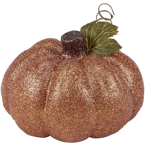 Calabaza de purpurina naranja oscuro adorno otoñal de mesa y decoración de casa 2