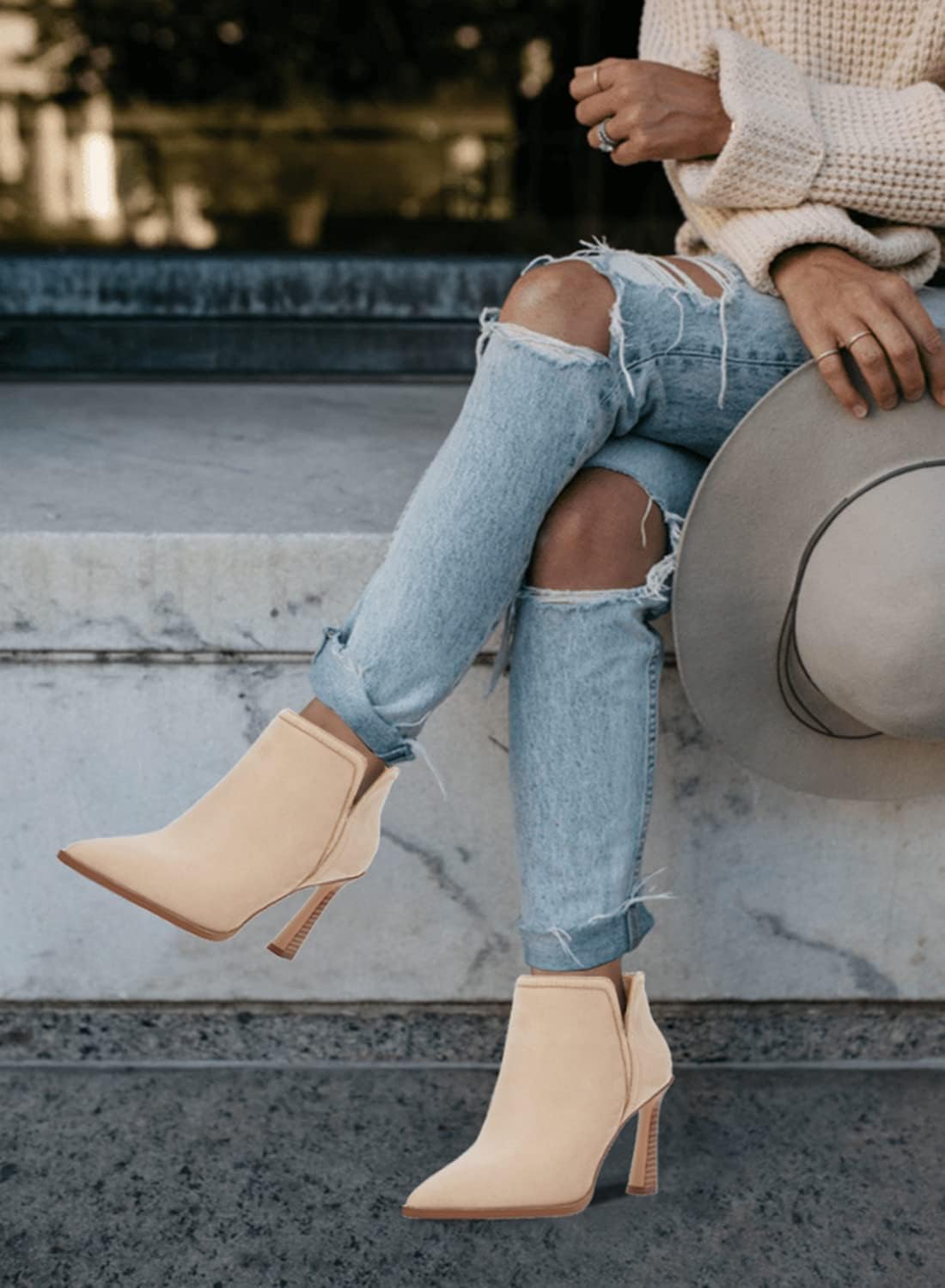 Juliet Holy Womens High Heel Booties Pointed Toe V Cut Back Zipper Short Dress Ankle Boots - Image 3